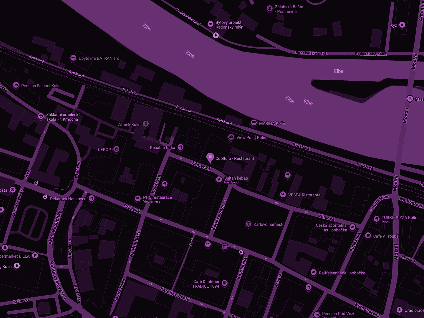 Mapa - Cooltura Bar Restaurant, Zámecká 109, Kolín